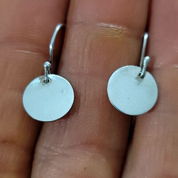Sterling Silver Coin Disc Earrings - Picture 3 of 6